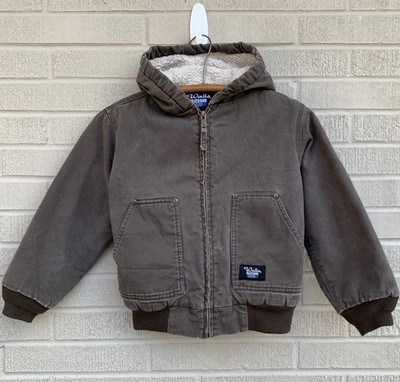 Walls Blizzard Brown Lined Coat Kids Medium 8/10 Hooded Full Zip Sherpa Lined