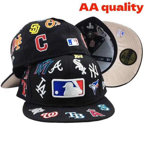 Casquette ajustée neuve MLB Teams Patch Logos All-Over noir/blanc 59FlFTY - 5950 chapeau - Photo 5/16