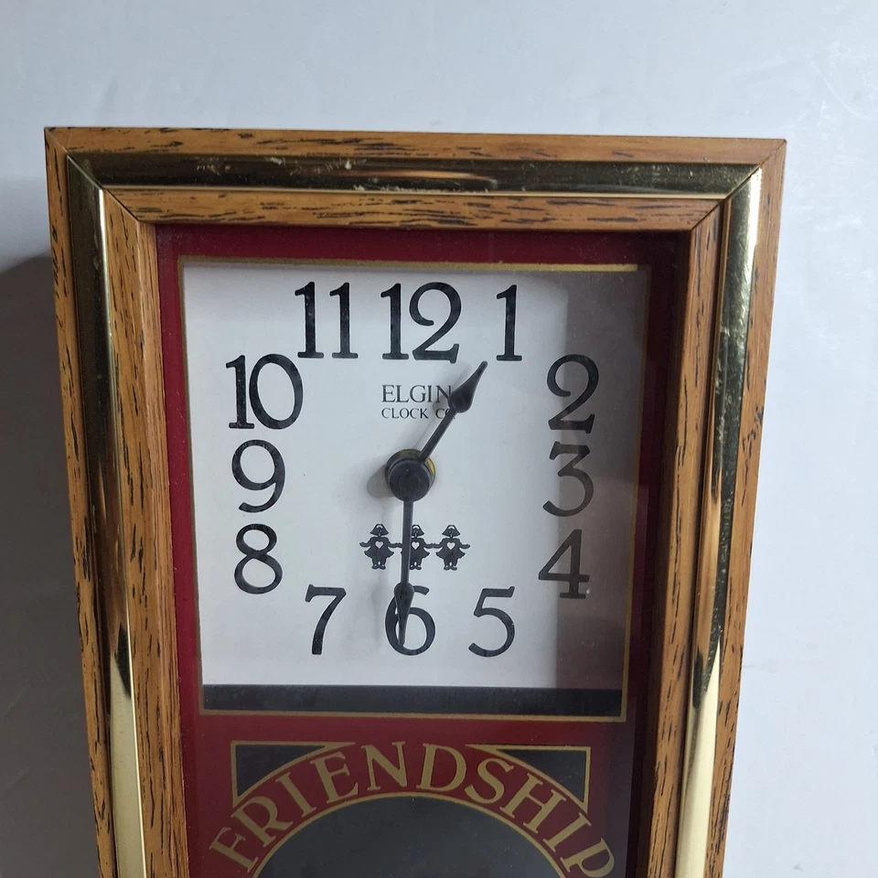 Vintage Elgin Clock Co Quartz Mantle Shelf Wall Friendship MCM Tested Works - Image 3 of 4