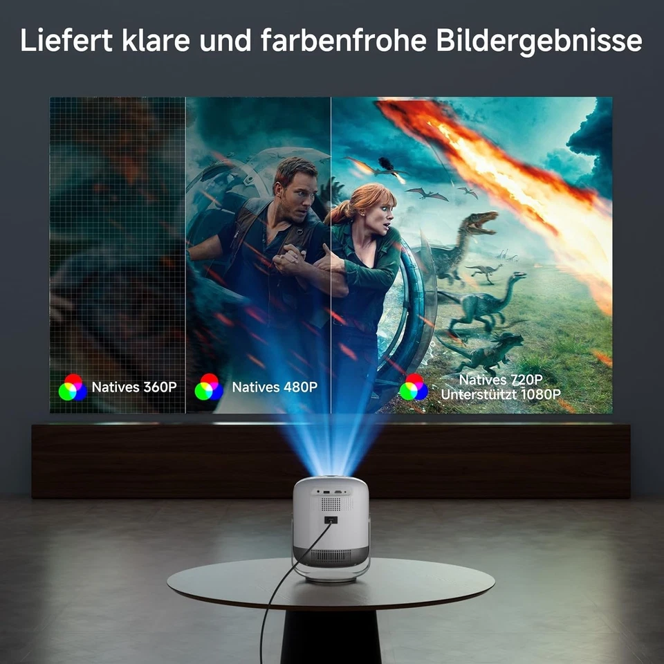 4K Faule Projektor Beamer 15000LMS 360° Drehbar LCD Wifi 6 BT Kino HDMI USB Set - Bild 2 von 4