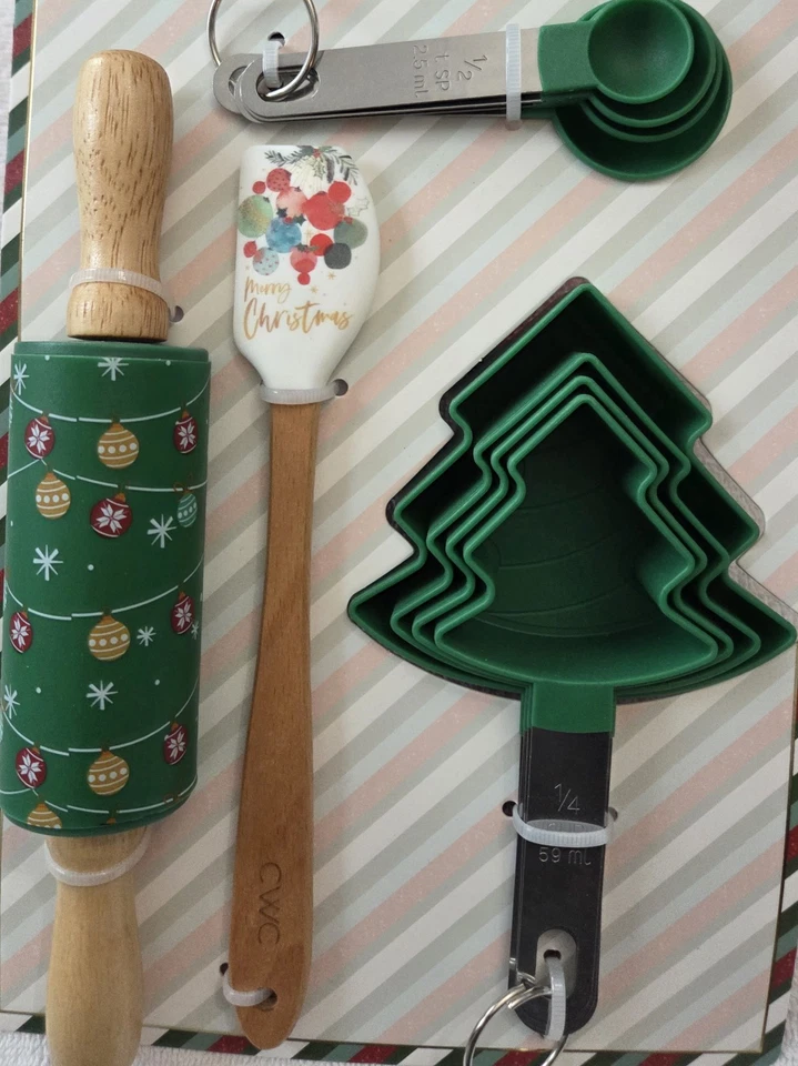 Juego de hornear CWC Cook con color de 10 piezas cuchara medidora tazas espátula rodillo nuevo en paquete Foto 3 de 3