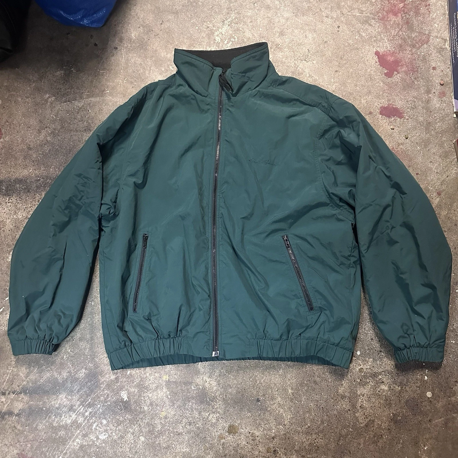 Eddie Bauer Jacket Mens XL Polartec Coat Green Full Zip Fleece Lined Outdoor 90s