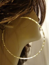 LARGE SHINY FROSTED TEXTURE SIMPLE HOOP EARRINGS 2.75 INCH GOLD OR SILVERTONE