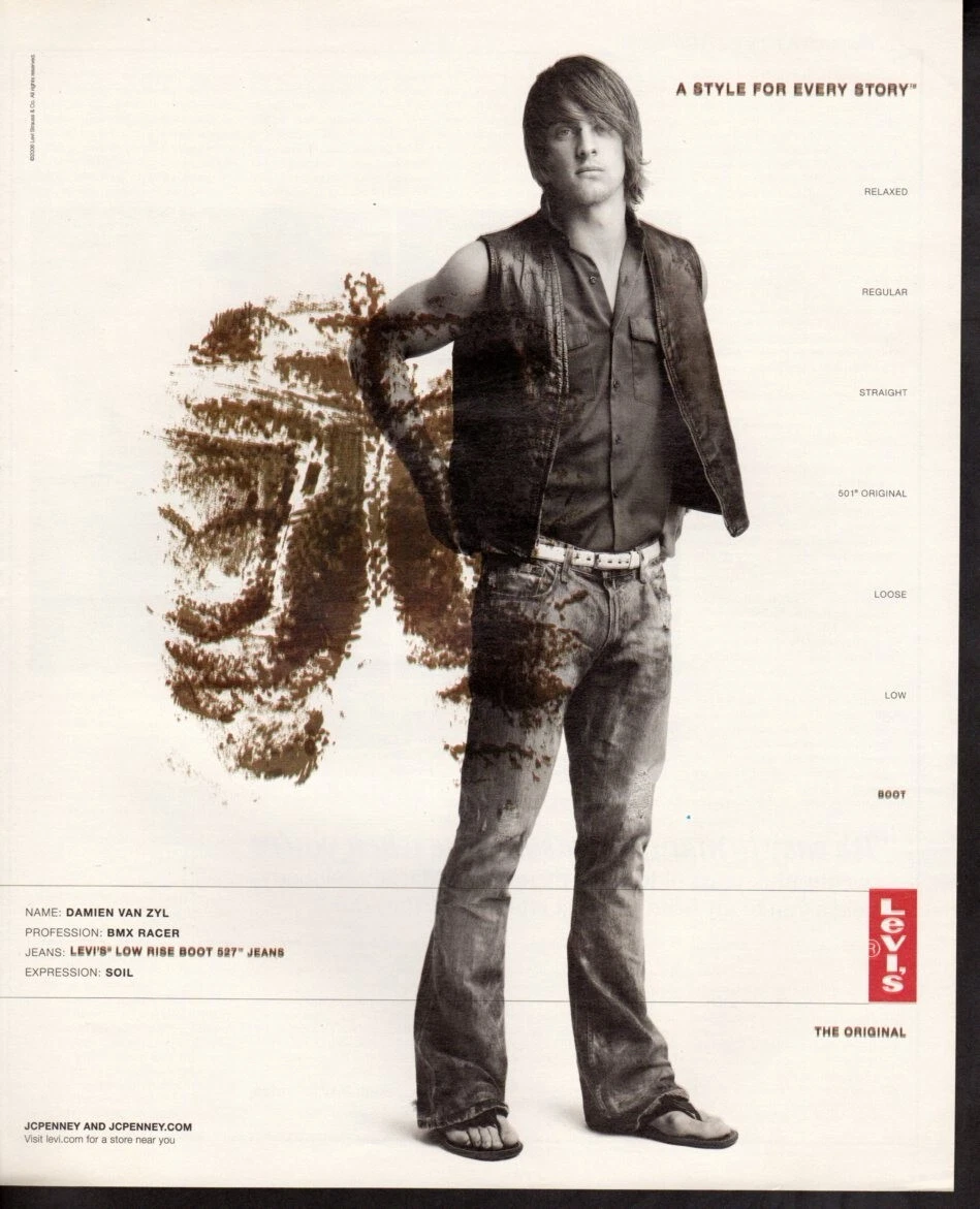 Vintage print ad advertisement Fashion Men LEVI S 527 Jeans Damien