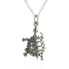 Climbing Turtle Charm Necklace 925 Sterling Silver Turtles Tortoise Pet Gift