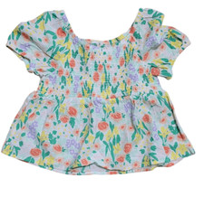 Cat Jack Girls White Floral Top Size M 8