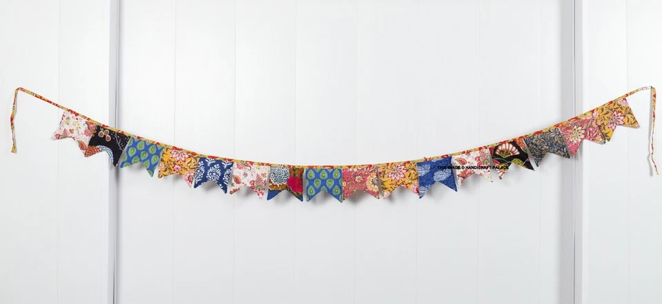 Bandera triángulo de tela india banderín banderín banderín para decoración de bodas al aire libre 3M Foto 3 de 4