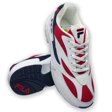 NWT FILA MSRP $101.99 VENOM LOW MEN'S WHITE RED LACE UP SNEAKERS SIZE 11 11.5