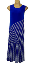 WULI LUU by Gok Wan Womens Maxi Dress size 2XL Sleeveless White Stripe on Blue