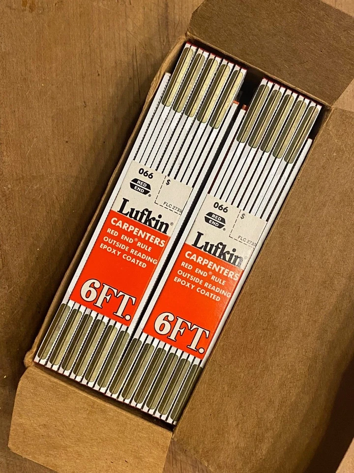 Caja De Colección de 6 Reglas Plegables Lufkin 066 Madera de Carpintero Extremo Rojo 72", Inventario Muerto Foto 4 de 4