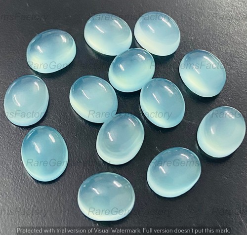 Natural Aqua Chalcedony Oval Shape Cabochon Loose Gemstone All Sizes Available - Picture 9 of 10