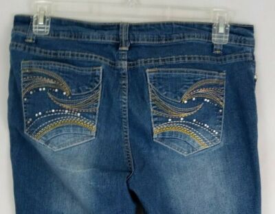 Blue Identity Jeweled Embroidered Whiskered Distressed Jean Shorts Size 12P