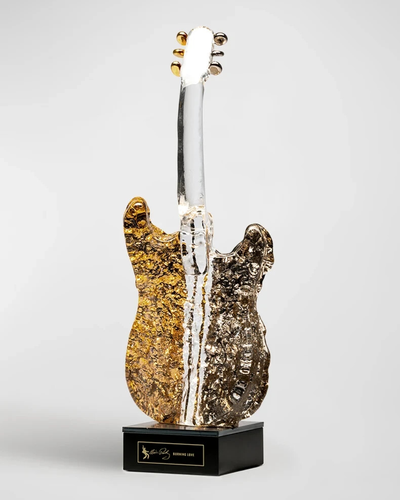 Kosta Boda Elvis Presley Burning Love Crystal Guitar by Kjell