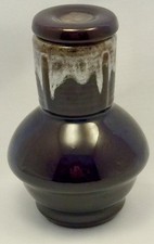 Brown Drip Carafe With Corked Lid Vintage Bedside Water for B&B or Guest Room