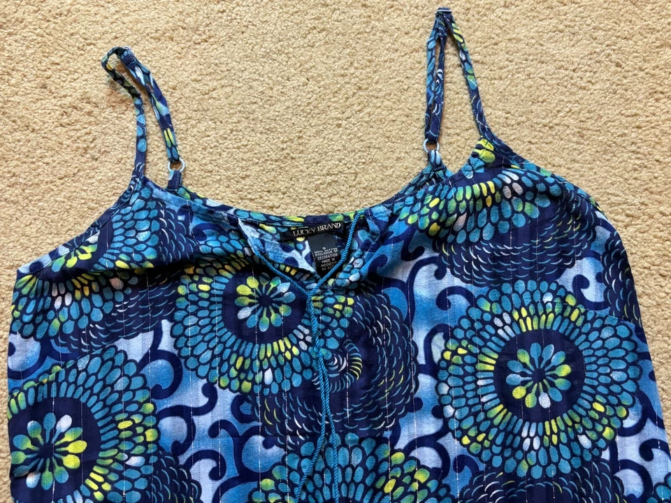 Blusa sin mangas hippie relajada de algodón delgada con correa de espagueti boho Lucky Brand S Foto 3 de 4