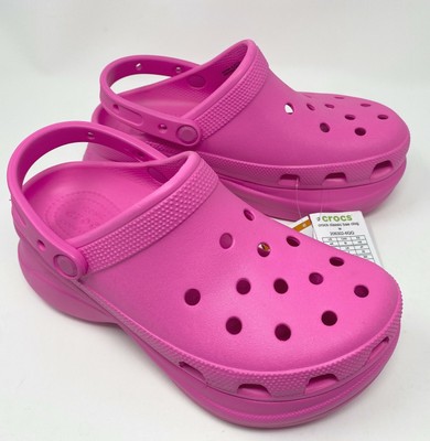 pink platform crocs