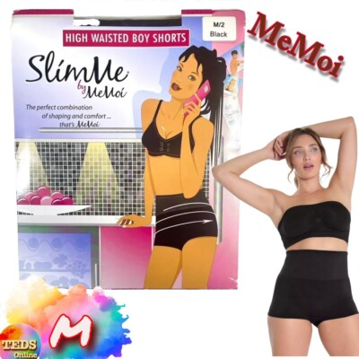 NWT MeMoi SlimMe M High-Waisted Shapping Boyshorts Black MSM-105 $24