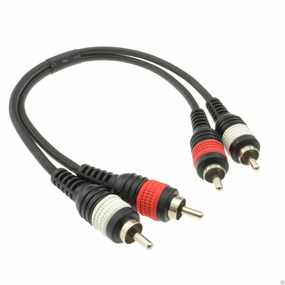 30cm Pro Rca Macho Phono Enchufe A Phono Protegido Audio Cable 0.3m 1ft [006519] - Imagen 2 de 2