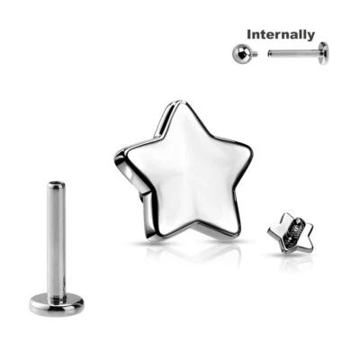1,2mm Titan Micro Labret Stern Platte Ohr Tragus Helix Piercing Innengewinde - Bild 1 von 2