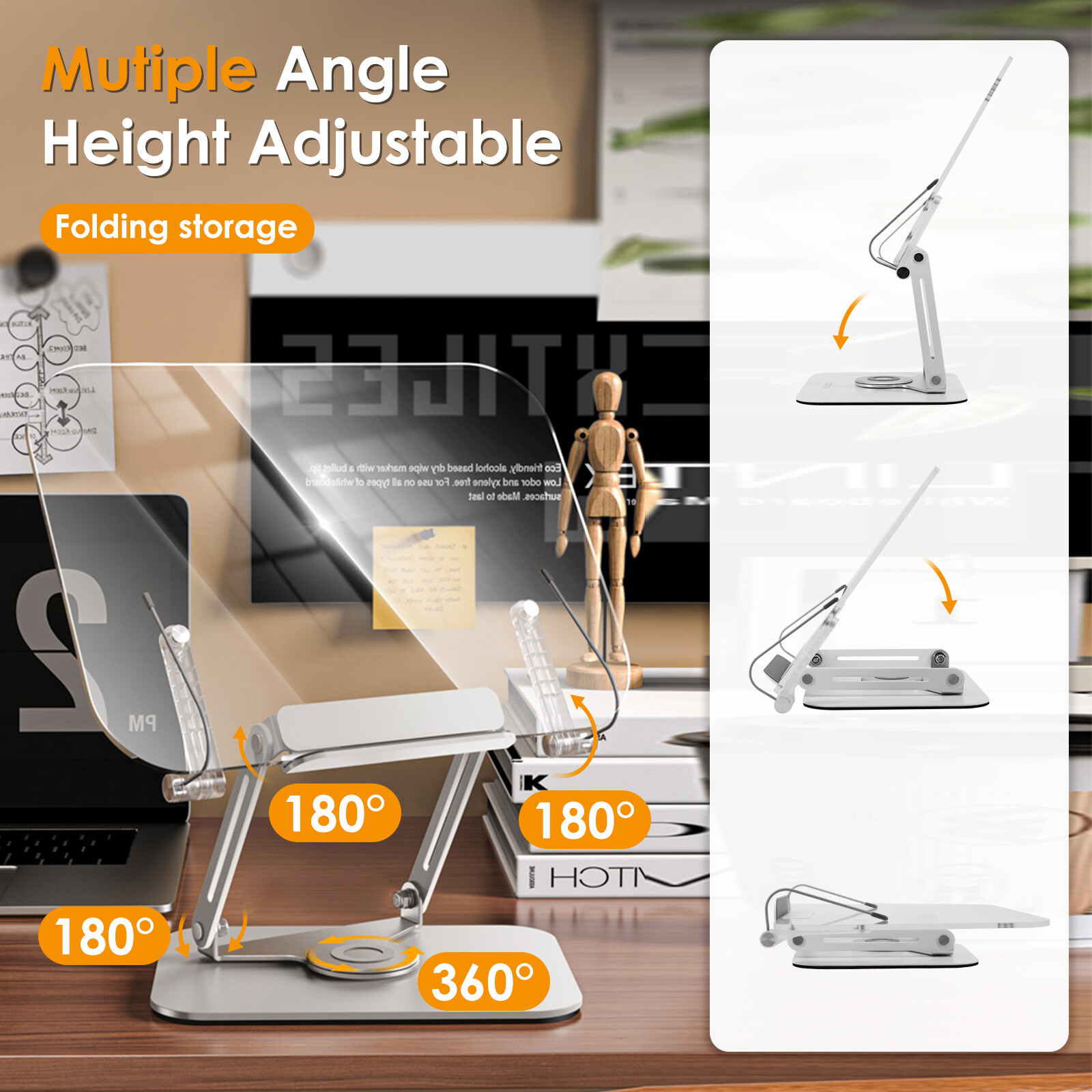 Book Stand 360°Rotating Foldable Book Holder For Reading Laptop Sheet Music