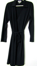 Style & Co Black Long Sleeve Collar Wrap Dress Size L
