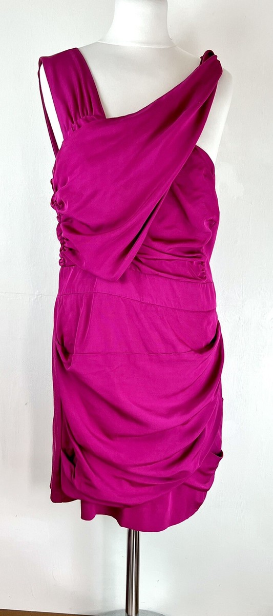 "Reiss Sassy" Designer Dress UK 12 Ruched Drape/Fuchsia Pink/Curvy fit "Reiss Sassy" Designer Dress UK 12 Ruched Drape/Fuchsia Pink/Curvy fit