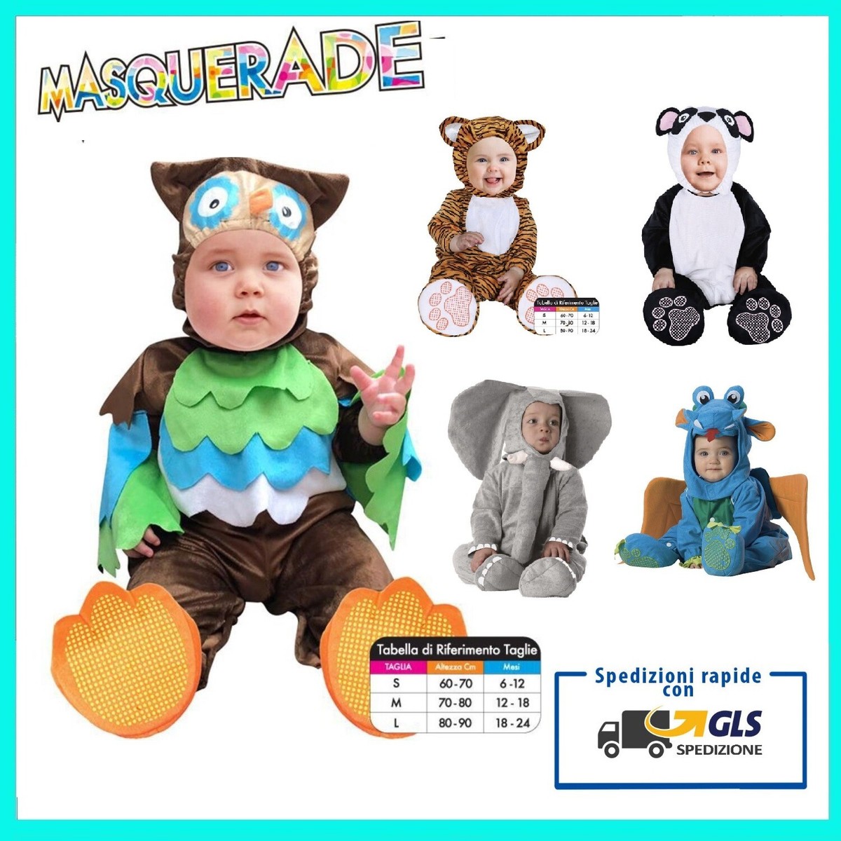 COSTUME VESTITO TRAVESTIMENTO DI CARNEVALE PER BAMBINO BAMBINA DA BIMBO  BIMBA