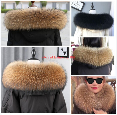 2025 Unisex Echt Fell Echtpelz 100% Echt Waschbär Pelzkragen für Jacke Mantel