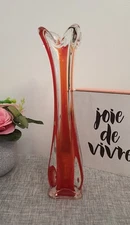 Vintage finger vase in vibrant orange and red