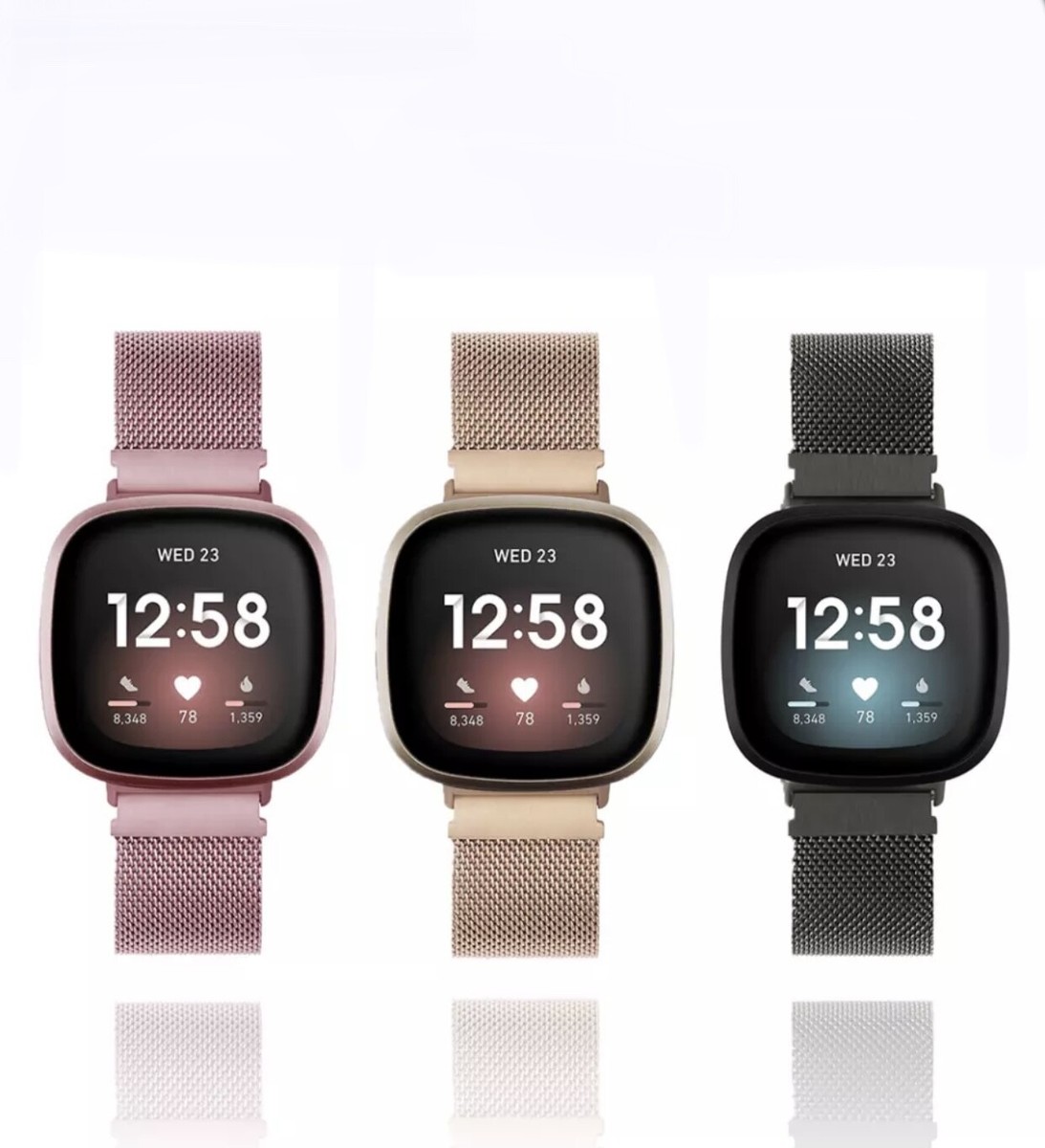Armband Für Fitbit Versa 3/4 & Sense 2/Sense – Edelstahl-Mesh Mit Magnet, Roségold, Einfach Wechselbar