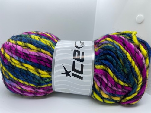 Hilo voluminoso Armonia Lana 80010 magenta amarillo azul hilo de hielo lana acrílico 100gr 109 años - Imagen 6 de 6