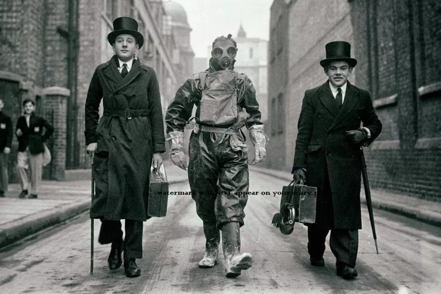 Vintage Creepy Kids Gas Mask PHOTO Scary School Boys London World War 2 WW2  | eBay