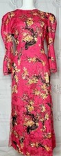 ao dai  dress red no tay phong hong sen tay phong cach tan silk gam FINAL SALE