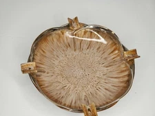 Vintage MCM Brown Ceramic Ashtray Drip Glaze Made in Austria 10" Round EUC 