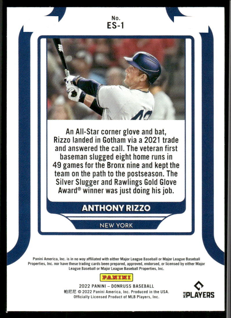 2022 Donruss #ES-1 Anthony Rizzo Elite Series Rapture | eBay