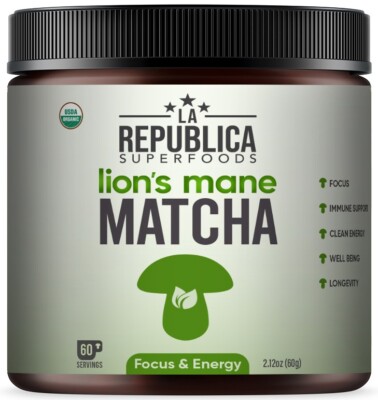 La Republica MATCHA w/ Lion's Mane  (Full-Fruiting Bodies Green Tea) 60 servings