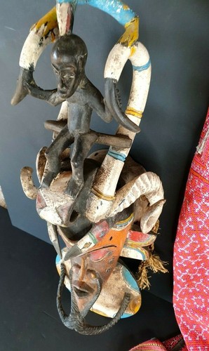 Old West African Dance Mask with Oriental Face …beautiful collection - Picture 9 of 12