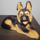 Miniature Wood and Fur Toy German Shepard Wolf Dog Tan Brown Black — photo 1