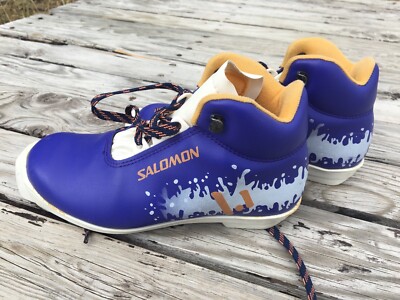 cross country ski boots for salomon bindings SALOMON Blue Cross Country Ski Boots SNS Bindings Size 34 EU 2 US Youth  Kids