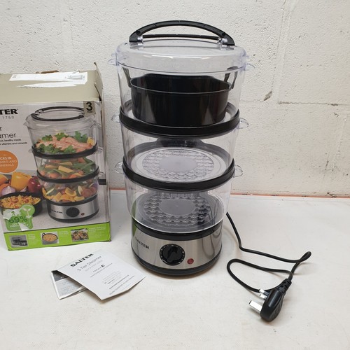 Salter 3Tier Food Steamer 7.5L Stainless Steel MultiCooker, 500W