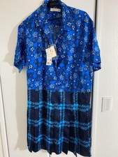 MARNI UNIQLO Dress Blue Floral Check Shirt Dress L(US M) Ladies From JP New