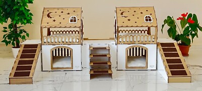 Wooden Rabbit,Cat and Dog House,Dual Rabbit house,Two storey Pet castle,Furnite
