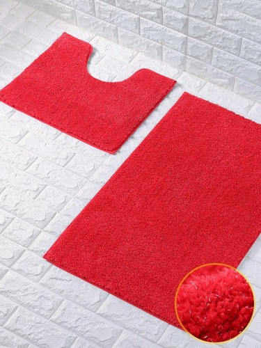 LUXUS GLÄNZEND FUNKELNDE BADEMATTE SOCKEL SET RUTSCHFEST BADEZIMMER WC TEPPICH 2 STCK. - Bild 7 von 38