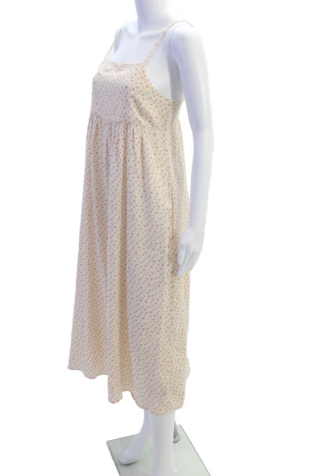 Maxi Vestido Madewell Mujer Algodón Escote Cuadrado Estampado Floral Desnudo Talla S Foto 2 de 4