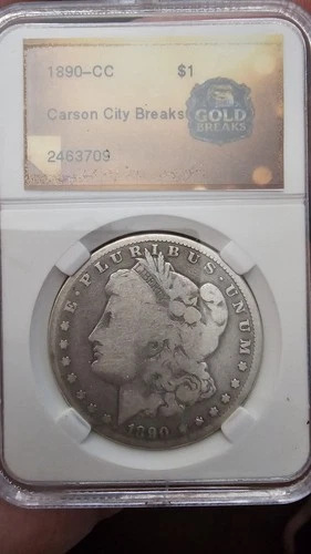 1890 Cc Goldbreak Morgan Silver Dollar