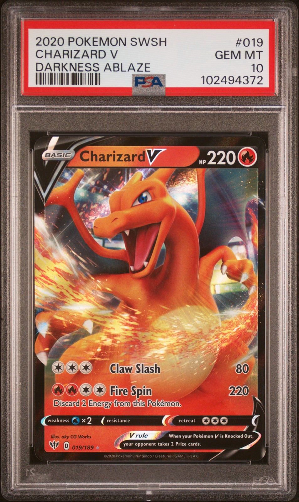 2020 Pokemon Darkness Ablaze #019 Charizard V Darkness Ablaze PSA 10 GEM MT