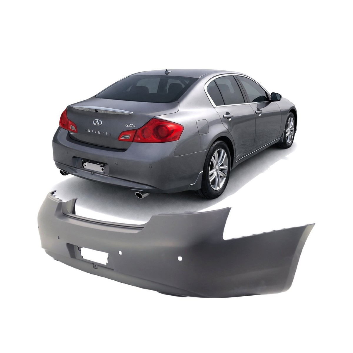 Rear Bumper Cover For 2010-2013 Infiniti G37 W/Park Holes Primed