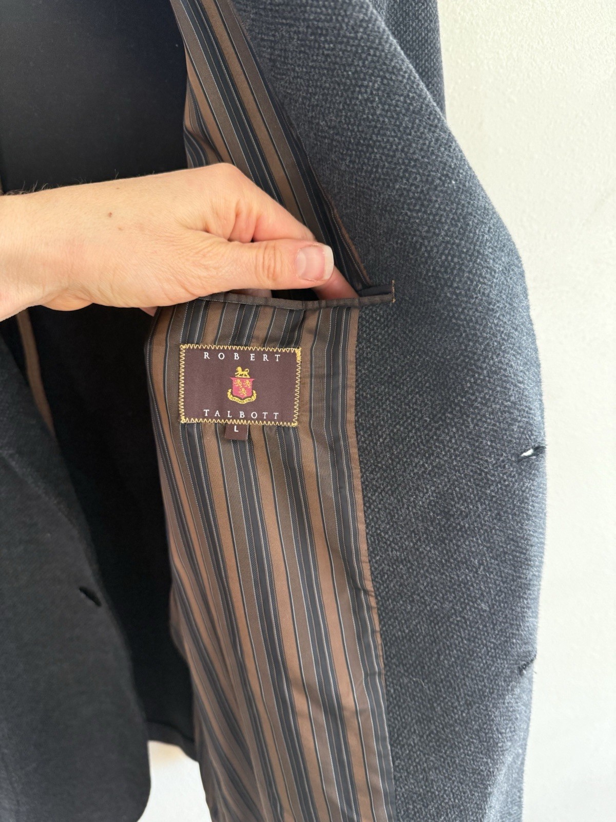 Robert Talbott Blazer Jacket Large Dark Gray Char… - image 3