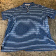 Duluth Trading Polo Shirt Blue Striped Short Sleeve Casual Golf Mens Extra Large