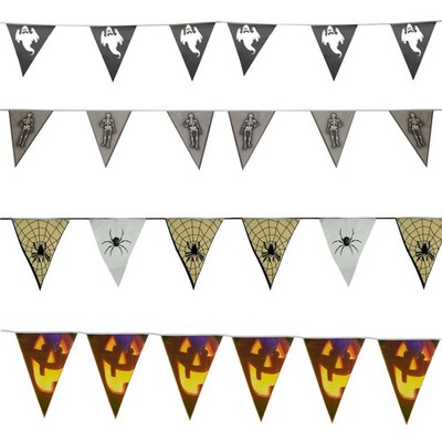 Halloween Flagge Wimpel Deko Banner Wimpel Party Spinne Kürbis Geist Skelett
